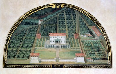 Villa Poggio a Caiano from a series of lunettes depicting views of the Medici villas, 1599 by Giusto Utens